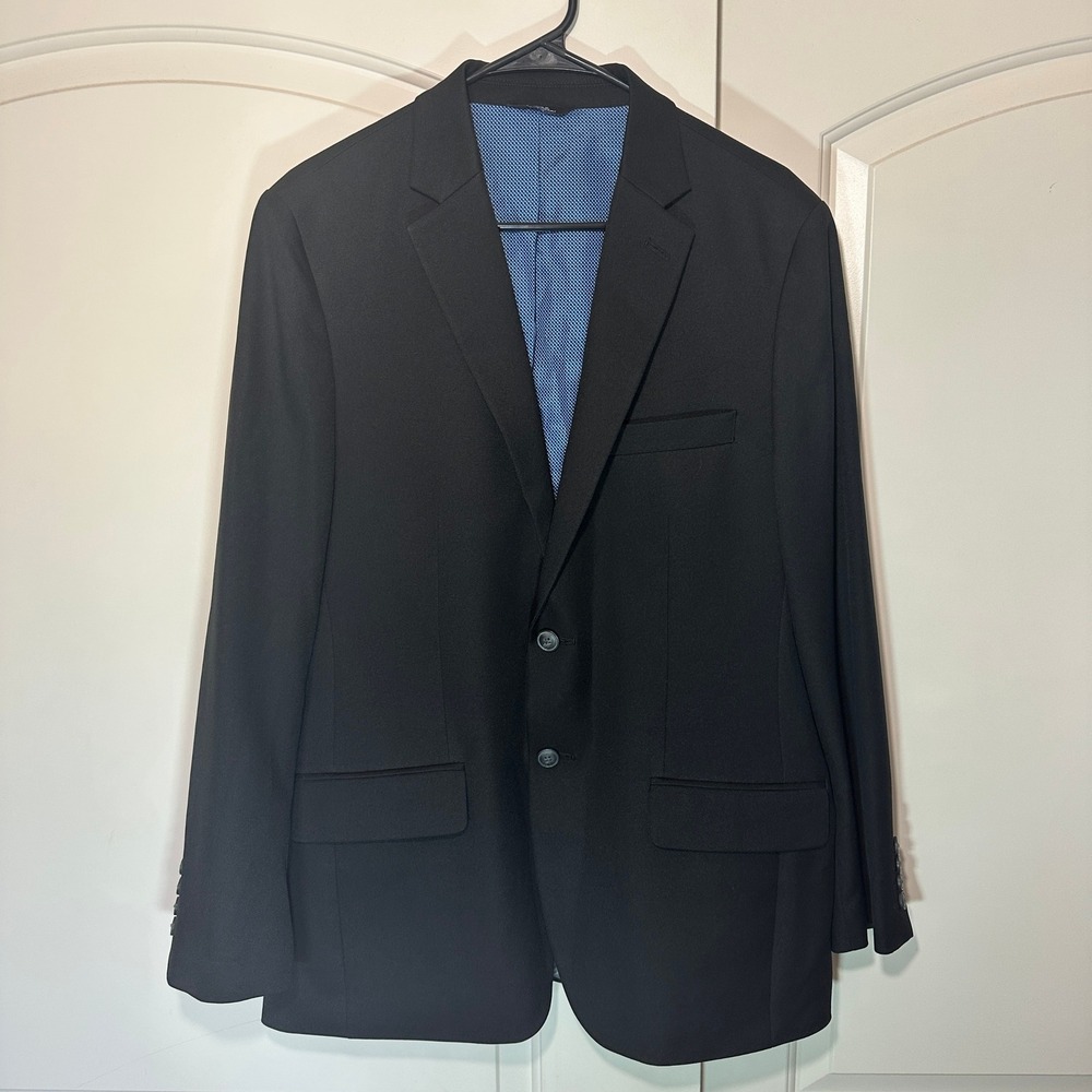 Haggar The Active Series Blazer Mens 40R Tailored Fit Black Jacket Two‎ Button